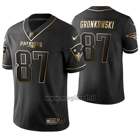 Maglia NFL Limited New England Patriots Rob Gronkowski Golden Edition Nero